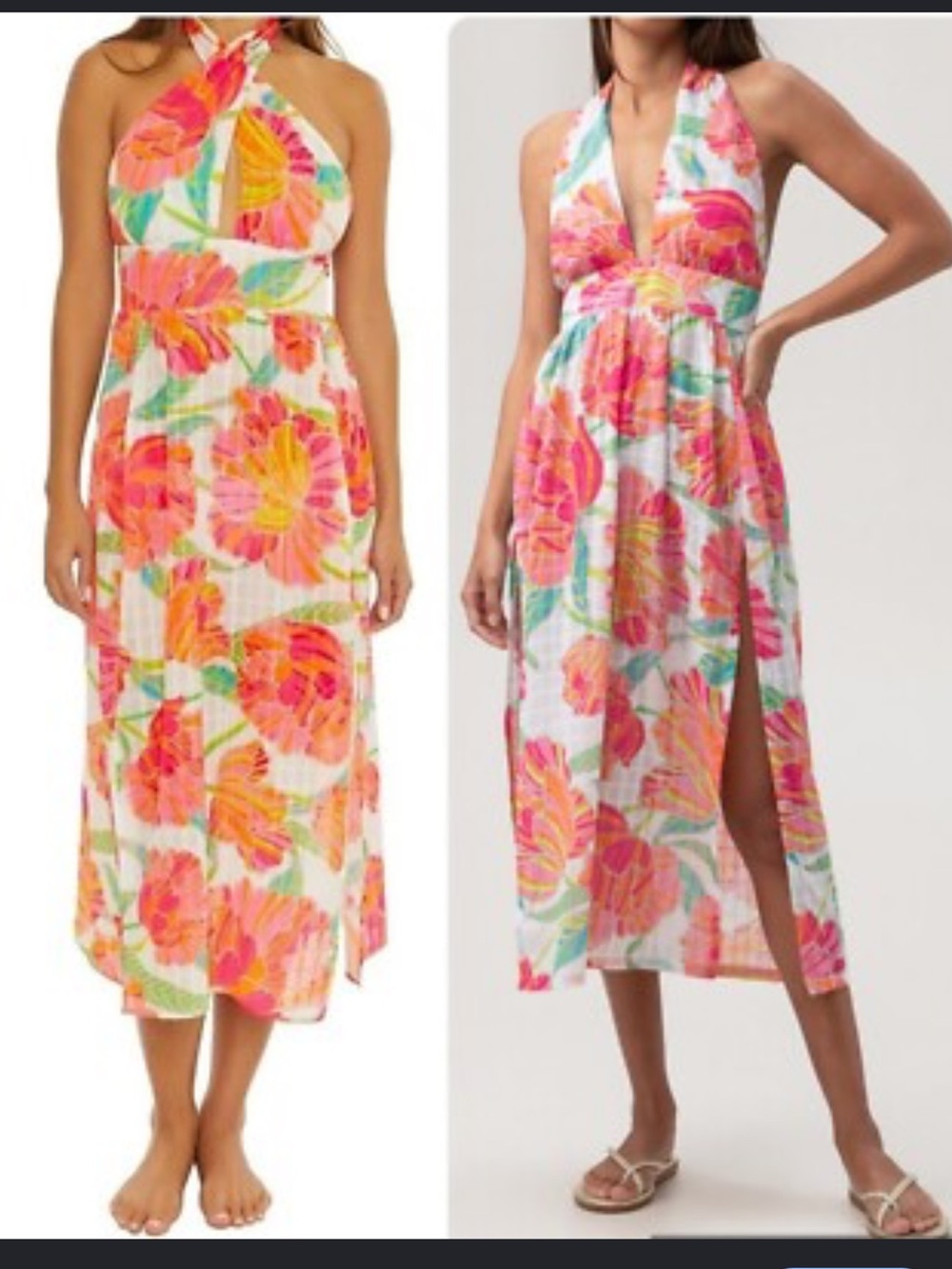 NEW Trina Turk M Medium Poppy High Halter Neck Midi Dress Swim Cover Up Swimsuit